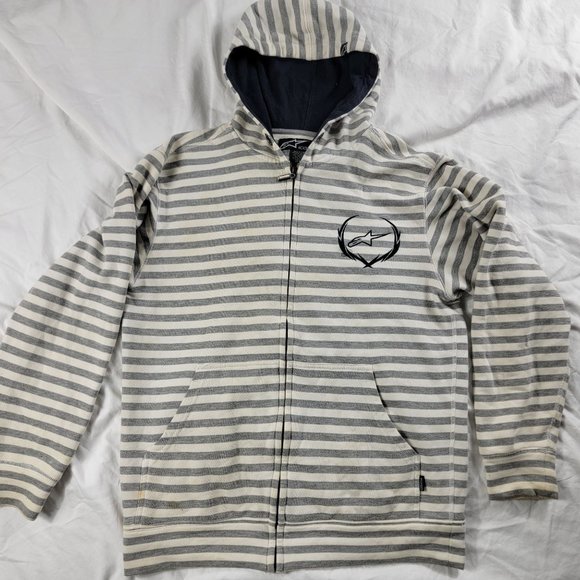 Alpinestars Small White Gray Full Zip Hoodie Sweater Long Sleeve Casual Outdoors - Picture 1 of 11